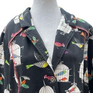Artsy Statement Jacket XL Bird Print Indie Teacher Core